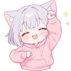 [LINEスタンプ] ライトグレーの猫耳パーカー女の子スタンプ