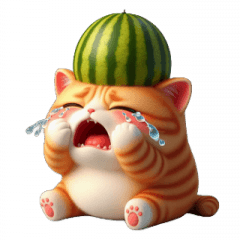 [LINEスタンプ] スイカをかぶった癒し系かわいい猫