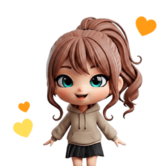 [LINEスタンプ] 動く！3Dなパーカーの女の子