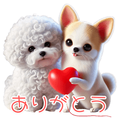 [LINEスタンプ] ビションフリーゼとチワワ♡3Dリアル