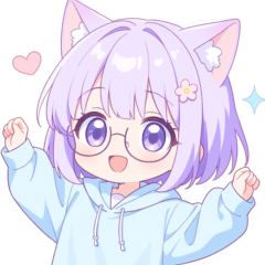 [LINEスタンプ] メガネ×猫耳パーカーの女の子スタンプ