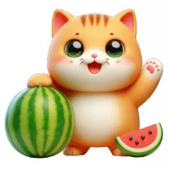 [LINEスタンプ] スイカをかぶった超かわいいネコ星人