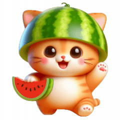 [LINEスタンプ] スイカ頭にゃんにゃん大爆笑