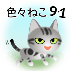 [LINEスタンプ] 色々な猫9-1 短毛-立ち耳-サバアメショ銀