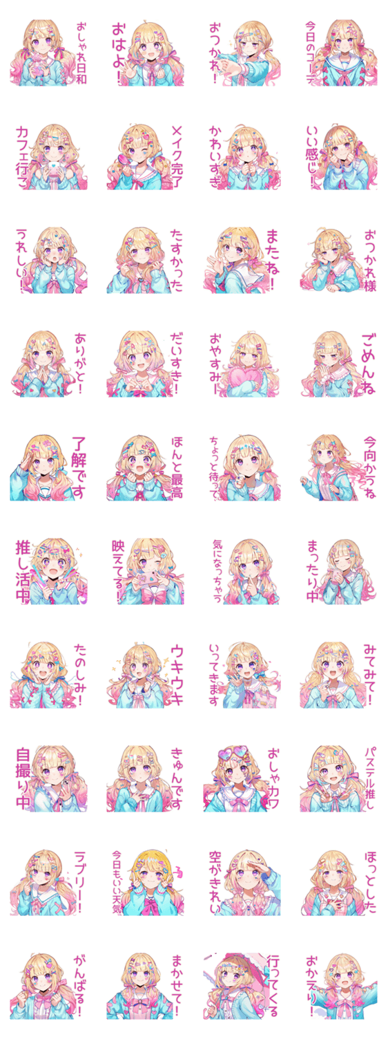 パステル女子のおしゃれ日常のスタンプ詳細