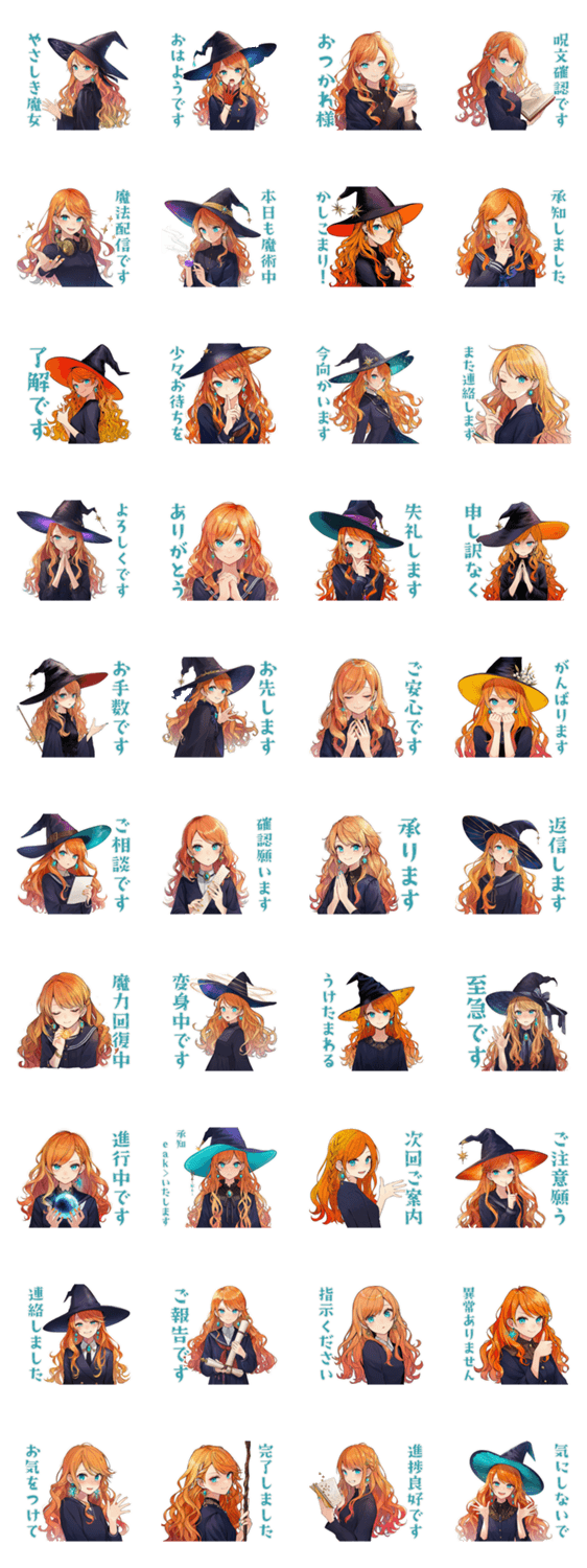 魔女のやさしい敬語スタンプのスタンプ詳細