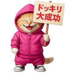 [LINEスタンプ] ピンクのジャージを着たネコ