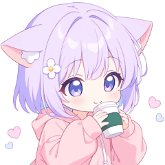 [LINEスタンプ] コーヒーと猫耳パーカーの女の子スタンプ