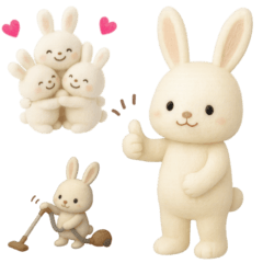 [LINEスタンプ] 毎日使えるふわふわ白ウサギスタンプ