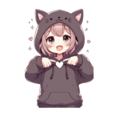 [LINEスタンプ] [アレンジ用]猫耳フードの女の子