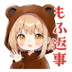 [LINEスタンプ] くま耳パーカーの女の子★お返事