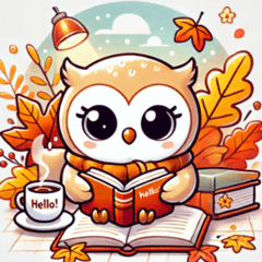 [LINEスタンプ] 秋の読書フクロウ 1