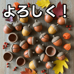 [LINEスタンプ] 秋の素焼きどんぐり