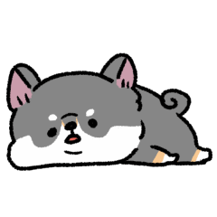 [LINEスタンプ] とけてる犬の柴犬(黒)
