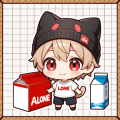 [LINEスタンプ] 箱と天色ネコ帽子の男の子スタンプ
