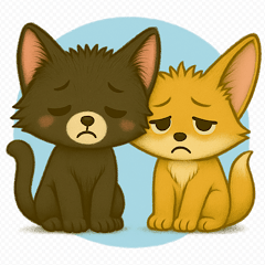 [LINEスタンプ] にゃん吉＆コン太のネガティヴスタンプ