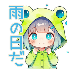 [LINEスタンプ] 雨の日★蛙フードパーカーの女の子