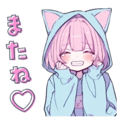[LINEスタンプ] らぶりー猫耳フードの女の子の日常スタンプ