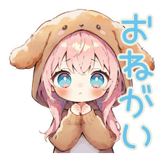 [LINEスタンプ] おねだり犬耳パーカーの女の子♡