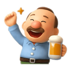 [LINEスタンプ] 酒飲んでるお父さん3dフィギュア