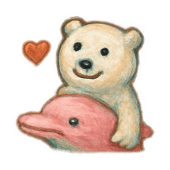 [LINEスタンプ] しろくまさんとピンクイルカさん