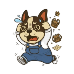 [LINEスタンプ] 日常会話で大活躍！可愛いオーバーオール犬