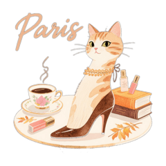 [LINEスタンプ] 秋のパリジェンヌ キャット(フランスの猫)