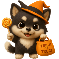 [LINEスタンプ] 『ハロウィン』3D黒ポメ
