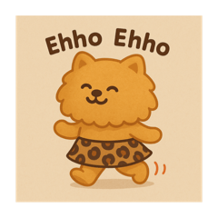 [LINEスタンプ] ヒョウ柄スカートのポメちゃん(英語版)