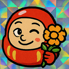 [LINEスタンプ] だるまのレトロかわステッカー@SFW