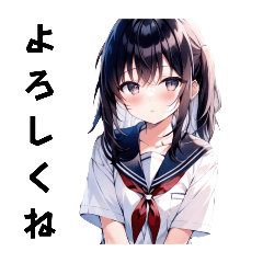 [LINEスタンプ] セーラー服のかわいい女子高生