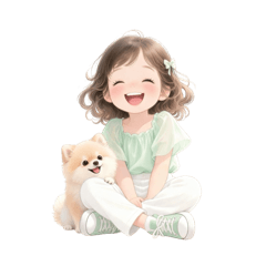 [LINEスタンプ] ふわもこフレンズ – 女の子と子犬スタンプ