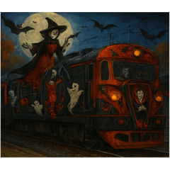 [LINEスタンプ] ハロウィン列車（ドラキュラ、猫、お菓子）