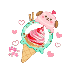 [LINEスタンプ] ❤️動くかわいい❤️デザート、犬ワンちゃん