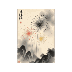 [LINEスタンプ] 墨絵風日本の花火スタンプ