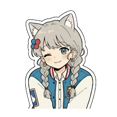[LINEスタンプ] 銀髪アクティブ猫娘