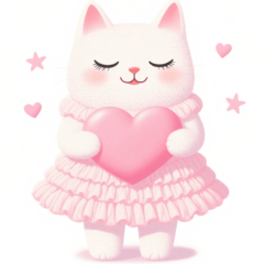 [LINEスタンプ] ラブリーハートな白猫スタンプ