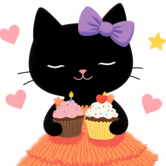 [LINEスタンプ] お菓子と黒猫スタンプ