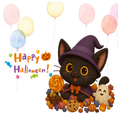 [LINEスタンプ] 魔女ねこクロとハロウィンパーティ
