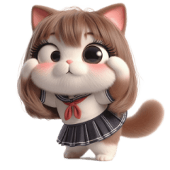 [LINEスタンプ] 癒し系ネコ娘表情セット