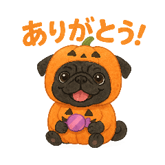 [LINEスタンプ] くろパグのハロウィン