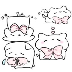 [LINEスタンプ] 【小さい】ピンクリボンのゆるいこねこ