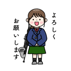 [LINEスタンプ] 吹奏楽部2‼︎バスクラリネット奏者の女の子