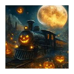 [LINEスタンプ] ハロウィンの世界の蒸気機関車