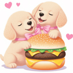 [LINEスタンプ] ハンバーガーと仲良し子犬スタンプ
