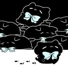 [LINEスタンプ] 【小さい】水色リボンのゆるいこねこ