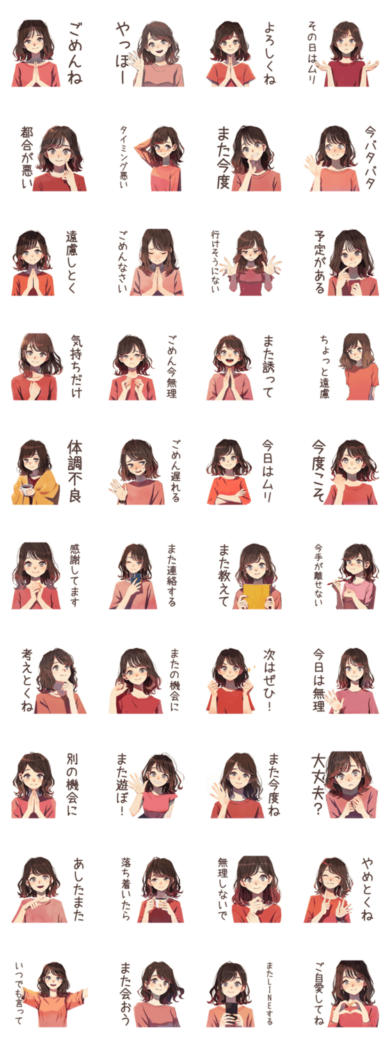 ちょうどいい女性★シンプル断りのスタンプ詳細