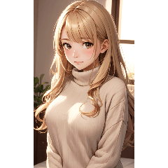 [LINEスタンプ] 金髪のセーターの女の子の写真