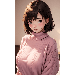 [LINEスタンプ] ピンクのセーターの女の子の写真2