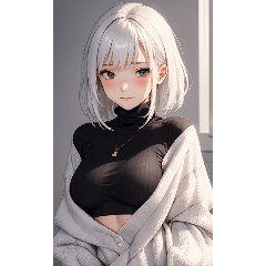 [LINEスタンプ] 銀髪のセーターの女の子の写真